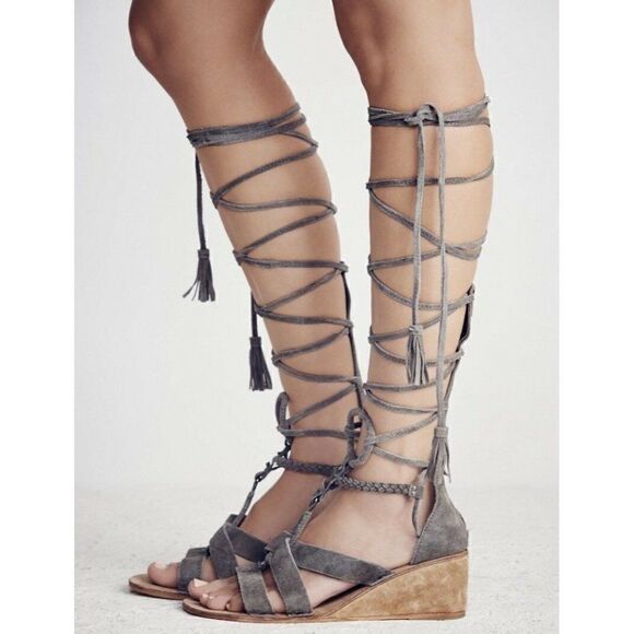 NEW FREE PEOPLE 38 8 SALTARELLO LACE UP SANDAL - Picture 1 of 5